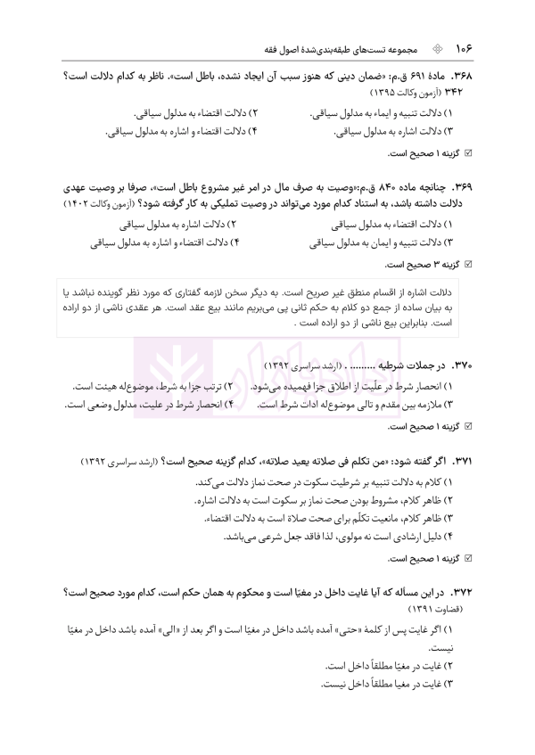 مجموعه تست های طبقه بندی شده اصول فقه | دکتر باقری راد