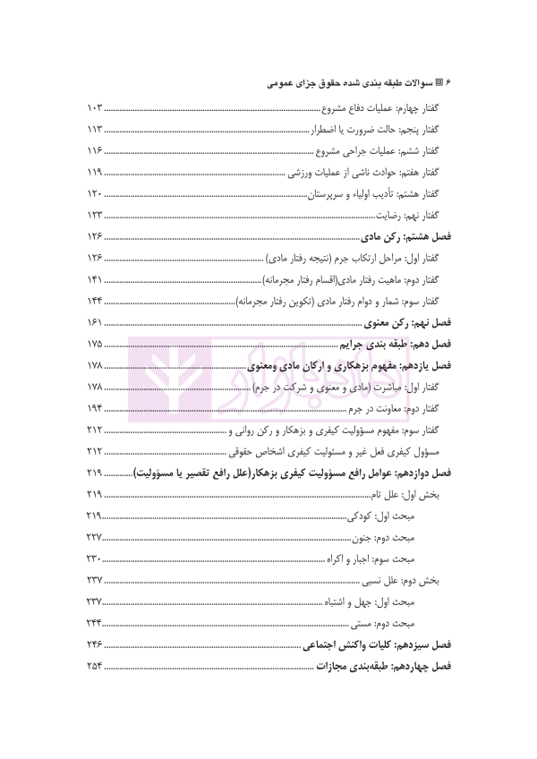مجموعه سوالات طبقه بندی شده موضوعی حقوق جزای عمومی | شکری