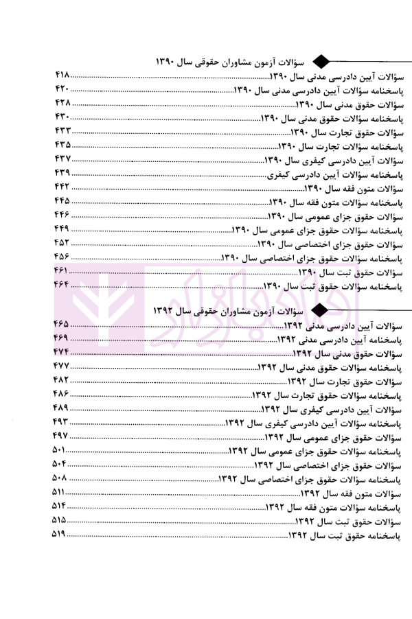 بانک سوالات آزمون وکالت مرکز وکلای قوه قضاییه 81 تا 1403  | زارعی و زرین کلاه