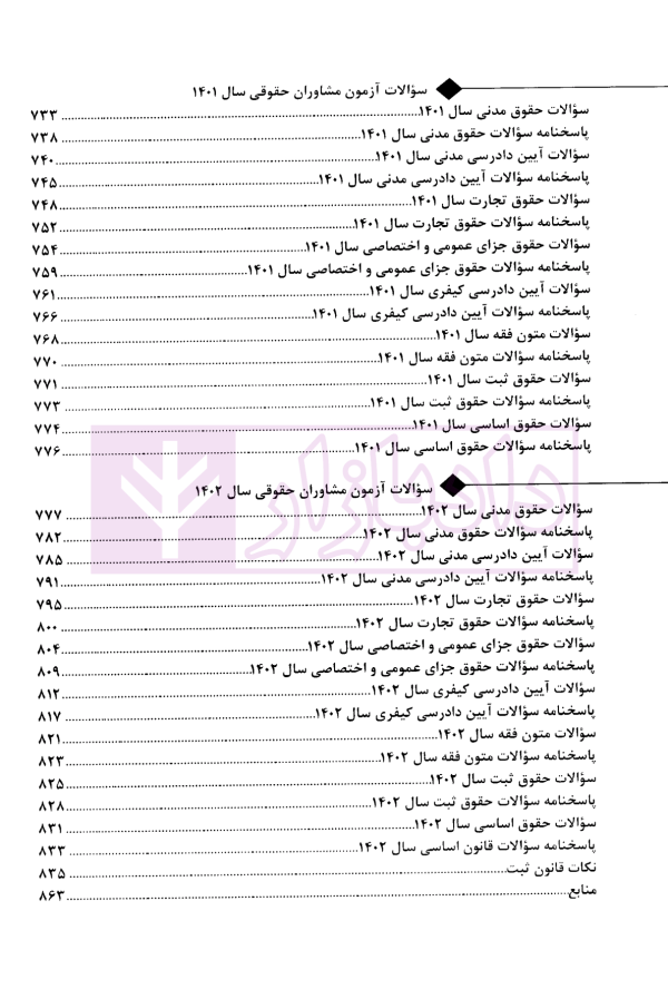 بانک سوالات آزمون وکالت مرکز وکلای قوه قضاییه 81 تا 1403  | زارعی و زرین کلاه