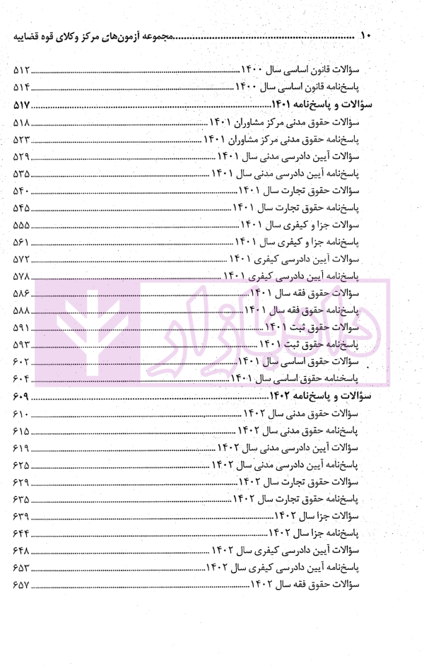 مجموعه آزمون های مرکز وکلای قوه قضاییه | فرخی