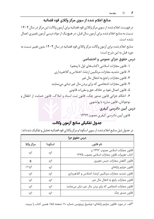 قوانین عام و خاص کیفری منبع آزمون وکالت | هوشیار