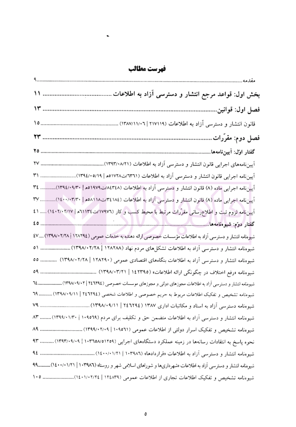 قواعد انتشار و دسترسی آزاد به اطلاعات | سنگ بنای احداث