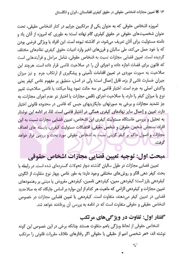 تعیین مجازات اشخاص حقوقی در حقوق کیفری (افغانستان، ایران و انگلستان) | دکتر حبیبی